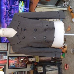 VTG JULIE LAURIE military style double breasted cropped accent pockets blazer SM